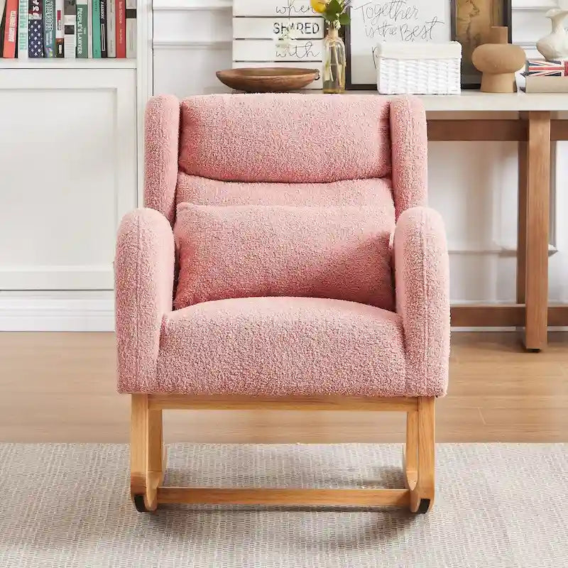 Fauteuil à bascule d'appoint moderne à dossier haut pour salon, deux poches latérales