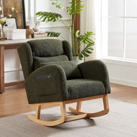 Fauteuil à bascule d'appoint moderne à dossier haut pour salon, deux poches latérales