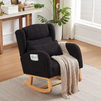 Fauteuil à bascule d'appoint moderne à dossier haut pour salon, deux poches latérales