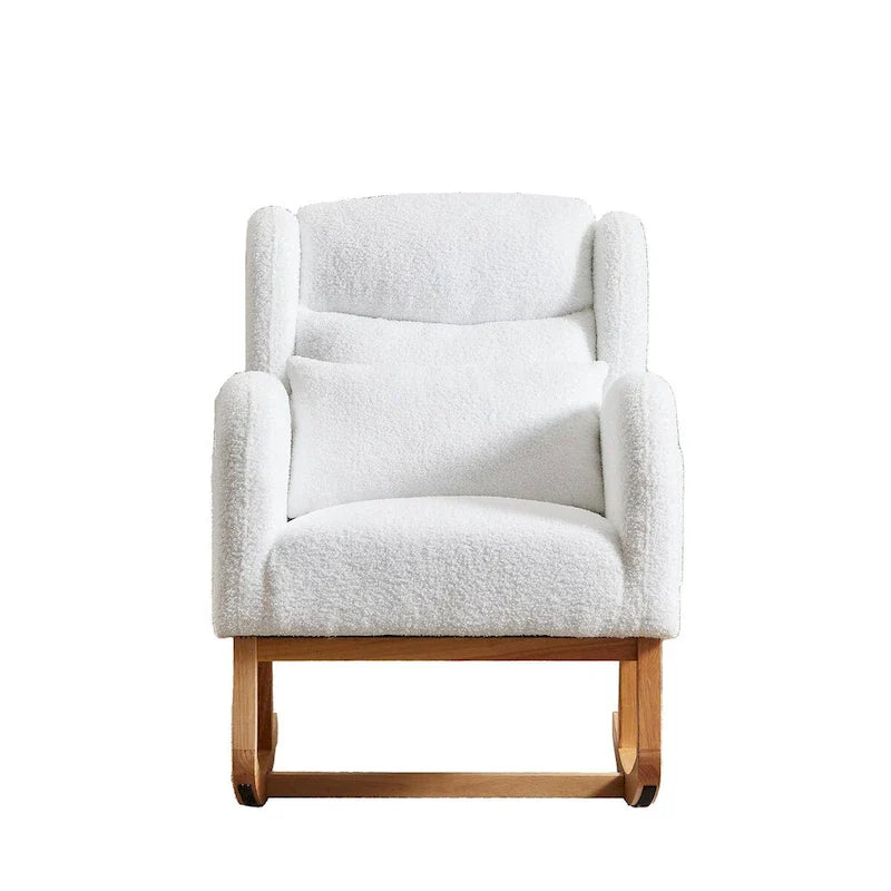 Fauteuil à bascule d'appoint moderne à dossier haut pour salon, deux poches latérales
