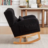 Fauteuil à bascule d'appoint moderne à dossier haut pour salon, deux poches latérales