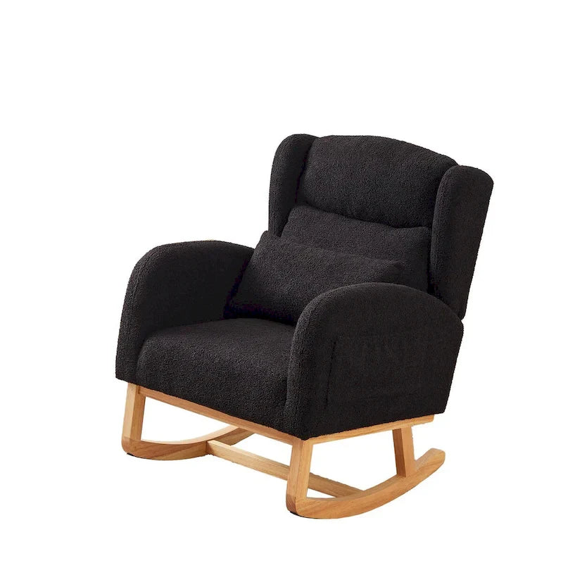 Fauteuil à bascule d'appoint moderne à dossier haut pour salon, deux poches latérales