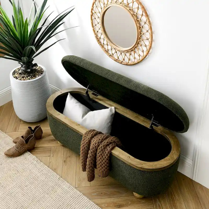 Banc de rangement ottoman, banc de lit ottoman rembourré avec rangement et assise, grand banc de rangement pour couvertures
