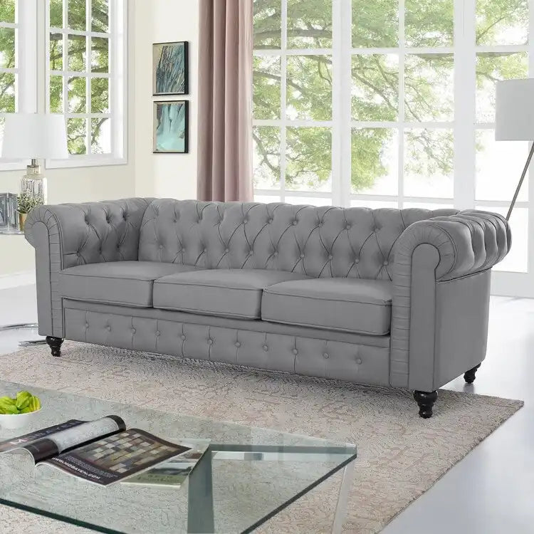Canapé Chesterfield Emery, confort luxueux pour salons chaleureux, canapé moderne milieu de siècle, élégance et sérénité, 3 places