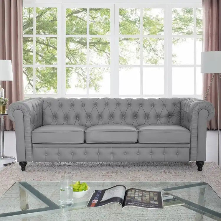 Canapé Chesterfield Emery, confort luxueux pour salons chaleureux, canapé moderne milieu de siècle, élégance et sérénité, 3 places