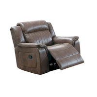 Fauteuil inclinable manuel en tissu avec accoudoirs matelassés, marron