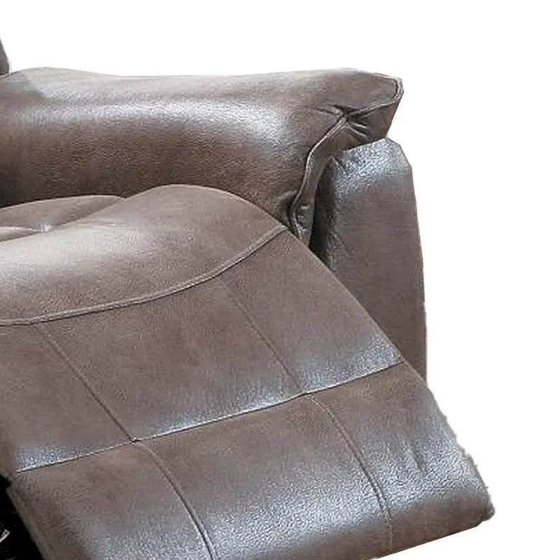 Fauteuil inclinable manuel en tissu avec accoudoirs matelassés, marron