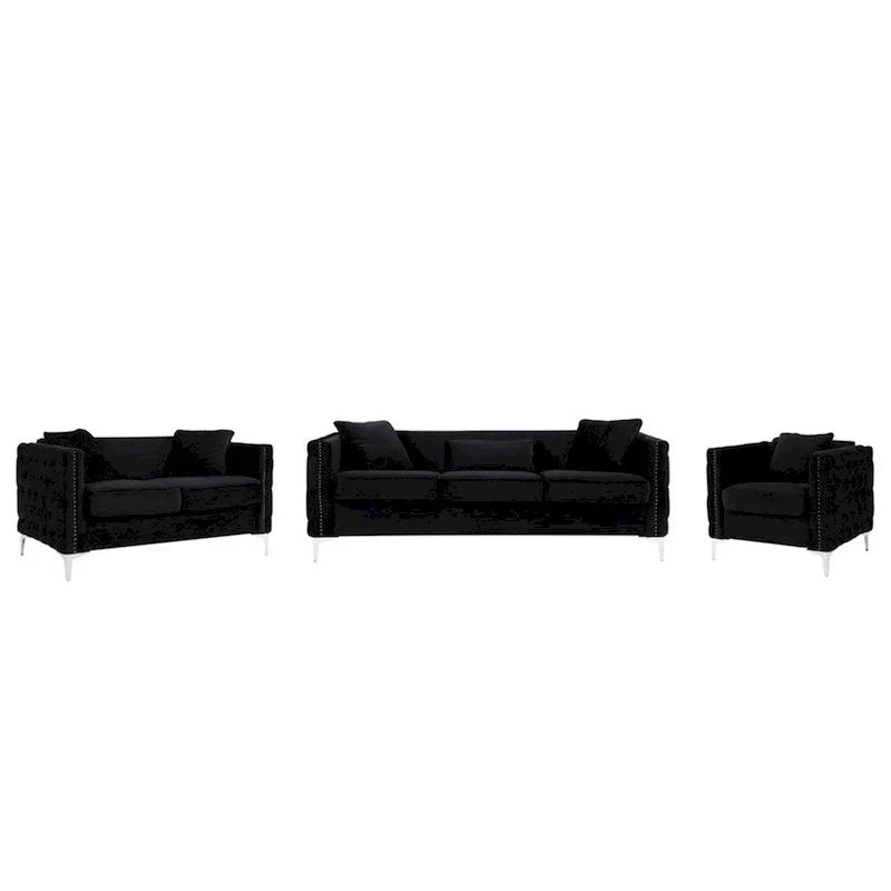 Ensemble Salon en Velours Noir