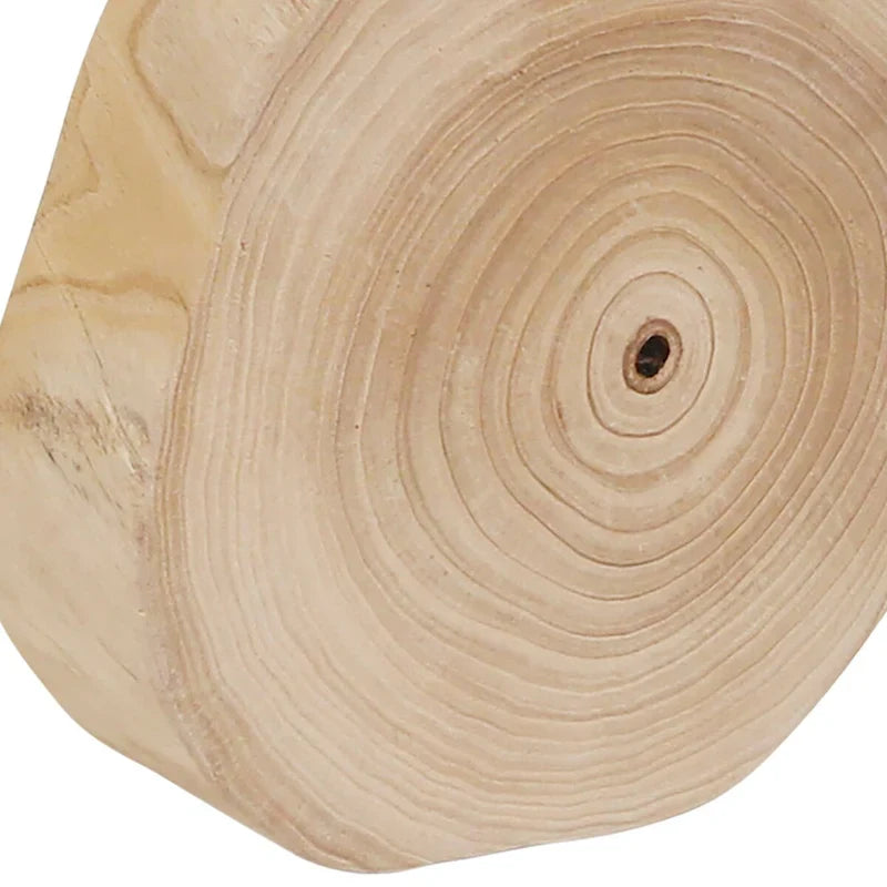 Tabouret en bois 16 H avec dessus rond à bord vif et repose-pieds triangulaire, finition naturelle, parfait pour l'appoint