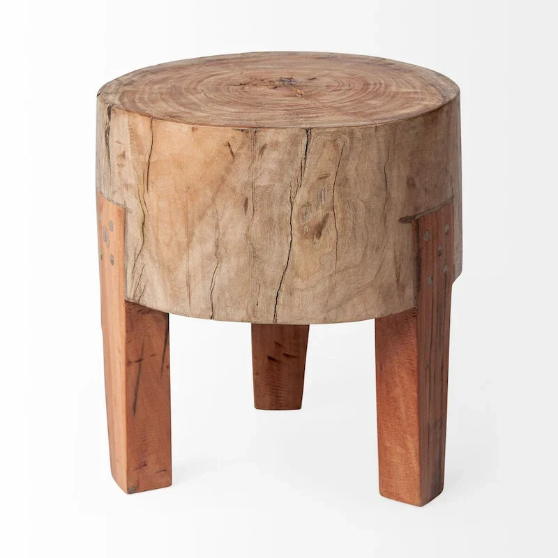 Asco tabouret rustique en bois récupéré massif