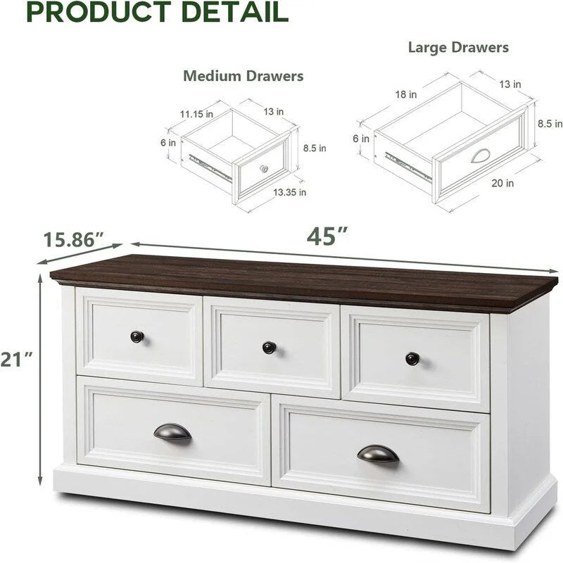 Banc de placard de rangement - 15.86D x 45W x 21.14H
