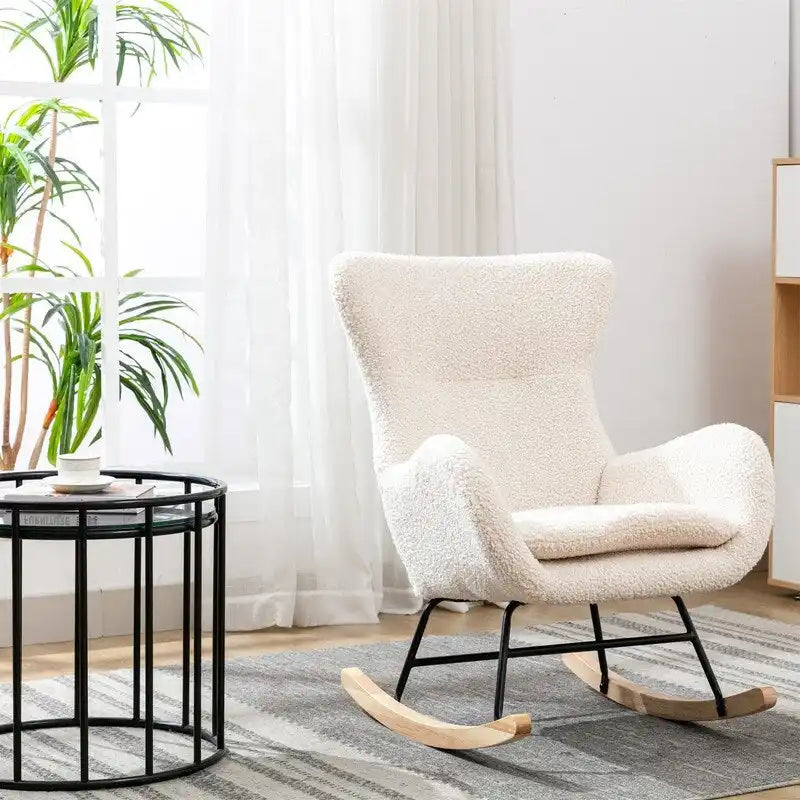 Teddy - Chaise berçante à assise rembourrée en tissu