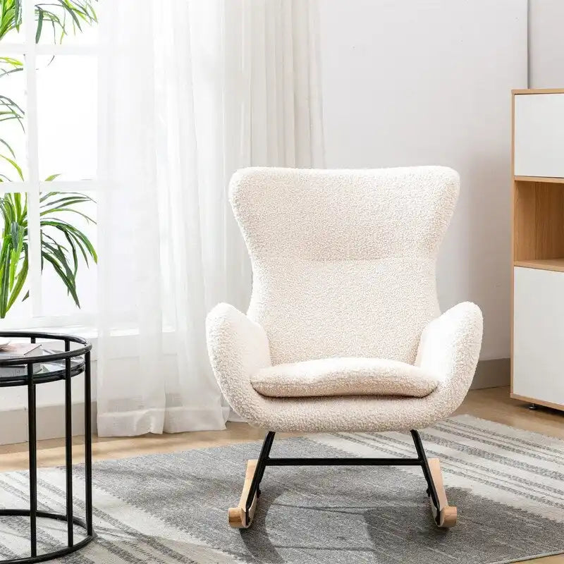 Teddy - Chaise berçante à assise rembourrée en tissu