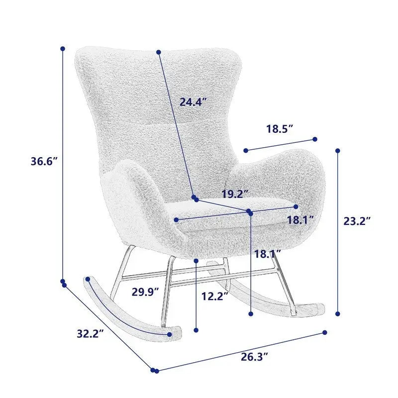 Teddy - Chaise berçante à assise rembourrée en tissu