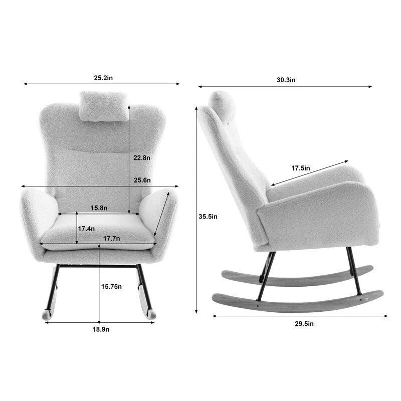 Teddy - Chaise berçante à assise rembourrée en tissu