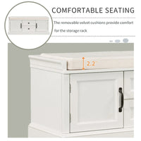 Banc à chaussures de rangement avec 2 tiroirs, 2 armoires et coussin amovible