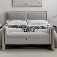 Banc de rangement en velours pour chambre avec liseré métallique doré pour salon, chambre, intérieur