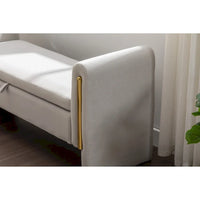 Banc de rangement en velours pour chambre avec liseré métallique doré pour salon, chambre, intérieur