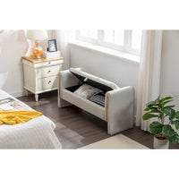 Banc de rangement en velours pour chambre avec liseré métallique doré pour salon, chambre, intérieur