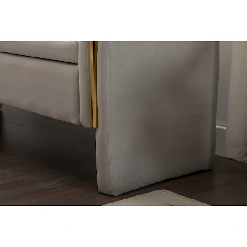 Banc de rangement en velours pour chambre avec liseré métallique doré pour salon, chambre, intérieur