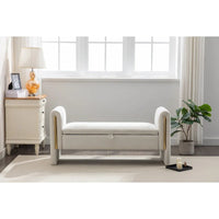 Banc de rangement en velours pour chambre avec liseré métallique doré pour salon, chambre, intérieur