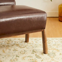 Tabouret d'appoint en similicuir Glitzhome 24,5W avec pieds en hévéa noyer