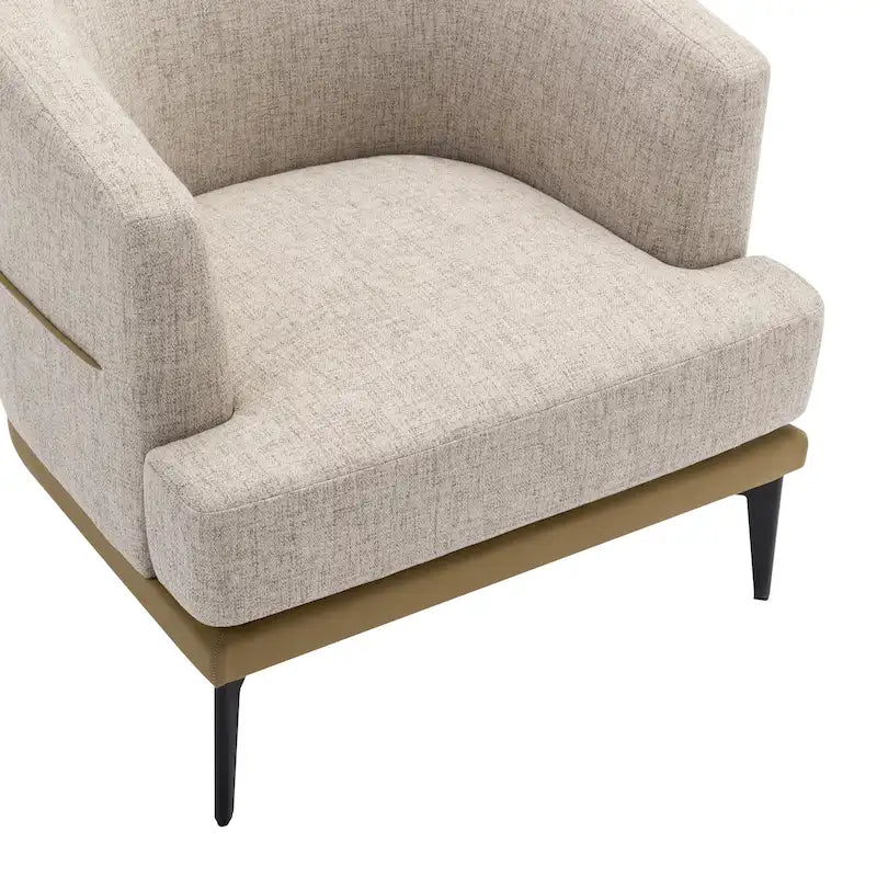 Fauteuil tonneau moderne en tissu bicolore