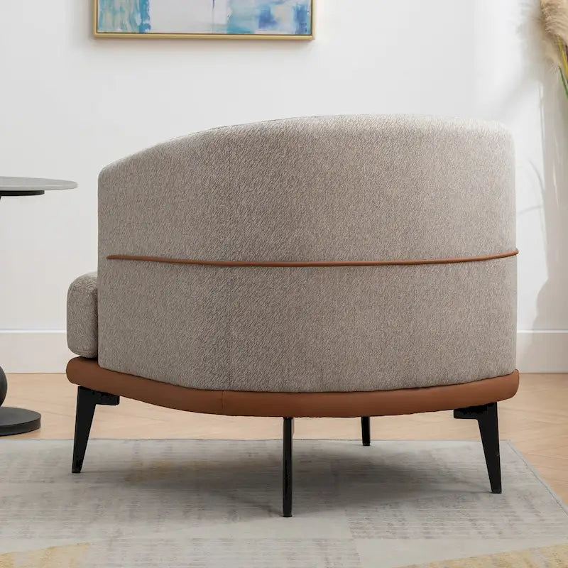 Fauteuil tonneau moderne en tissu bicolore