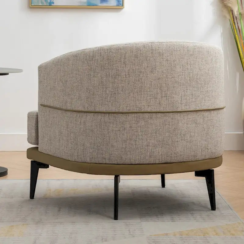 Fauteuil tonneau moderne en tissu bicolore