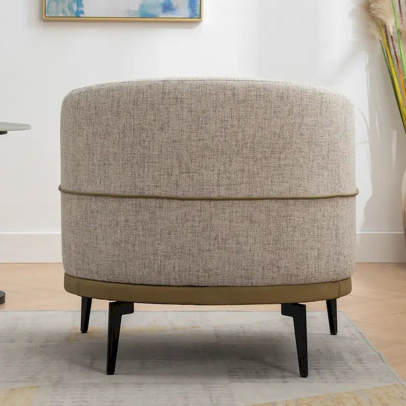 Fauteuil tonneau moderne en tissu bicolore