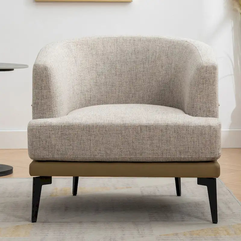 Fauteuil tonneau moderne en tissu bicolore