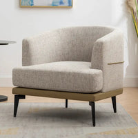 Fauteuil tonneau moderne en tissu bicolore
