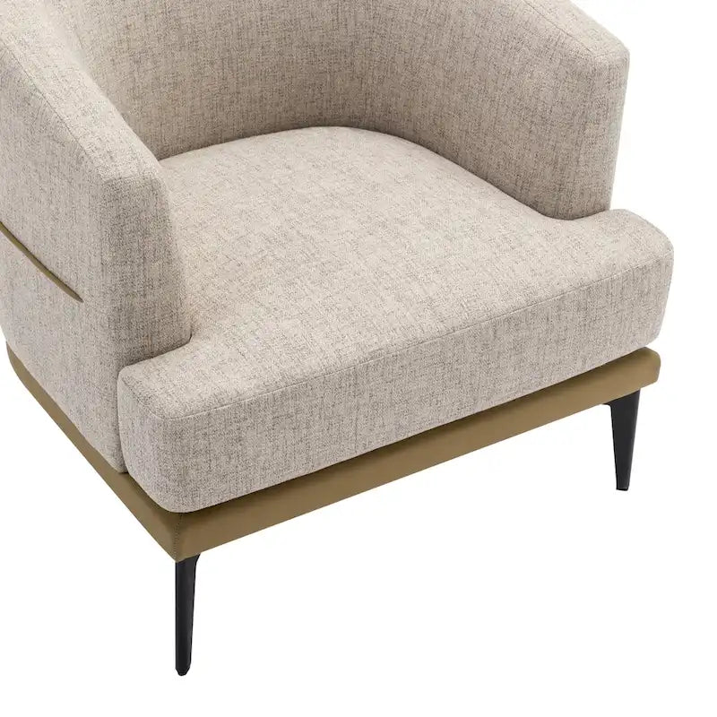 Fauteuil tonneau moderne en tissu bicolore