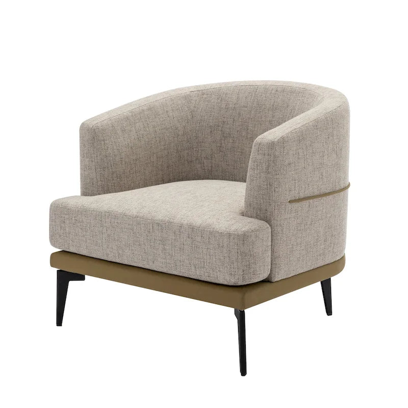 Fauteuil tonneau moderne en tissu bicolore