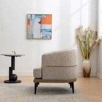 Fauteuil tonneau moderne en tissu bicolore
