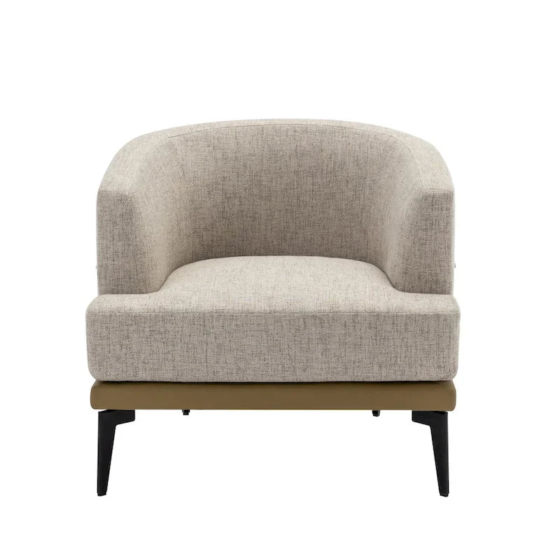 Fauteuil tonneau moderne en tissu bicolore