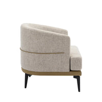Fauteuil tonneau moderne en tissu bicolore