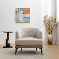 Fauteuil tonneau moderne en tissu bicolore