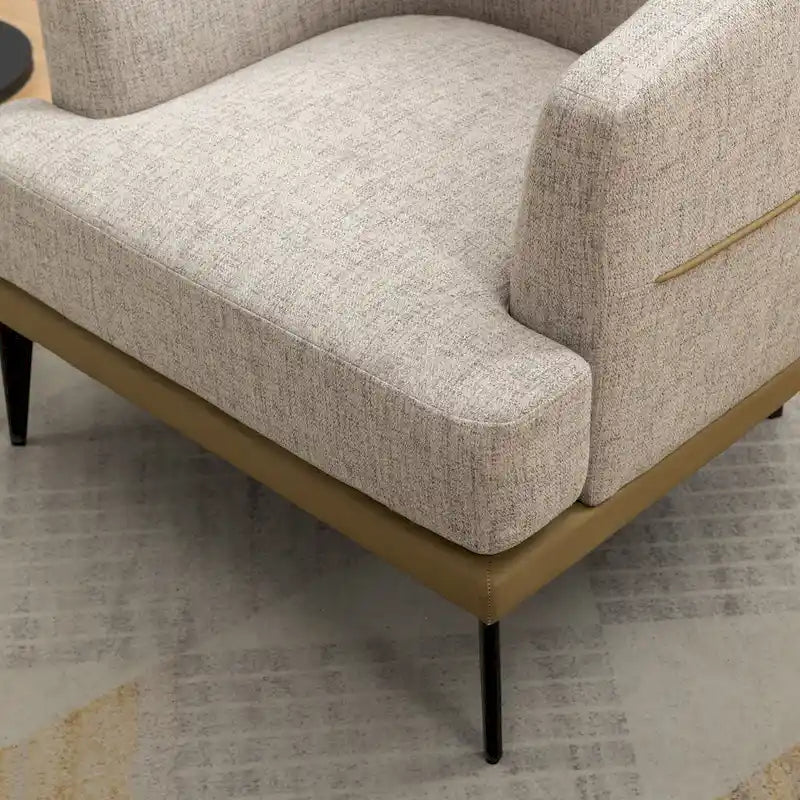 Fauteuil tonneau moderne en tissu bicolore