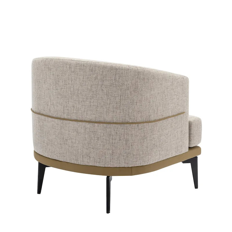 Fauteuil tonneau moderne en tissu bicolore
