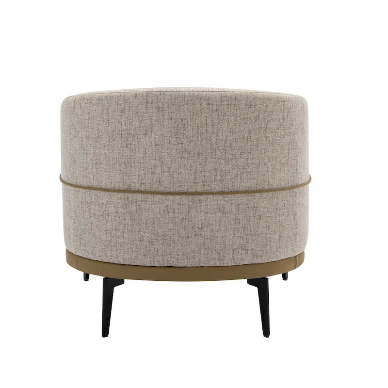 Fauteuil tonneau moderne en tissu bicolore