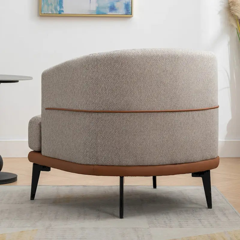 Fauteuil tonneau moderne en tissu bicolore