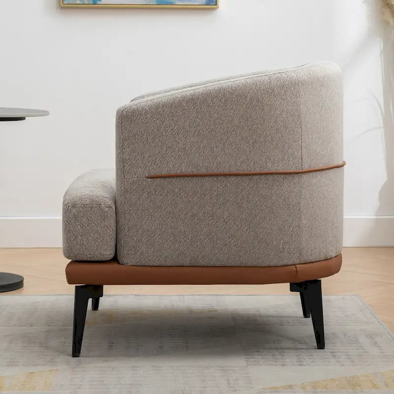 Fauteuil tonneau moderne en tissu bicolore