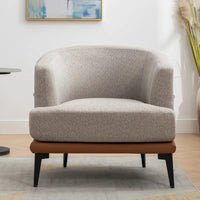 Fauteuil tonneau moderne en tissu bicolore