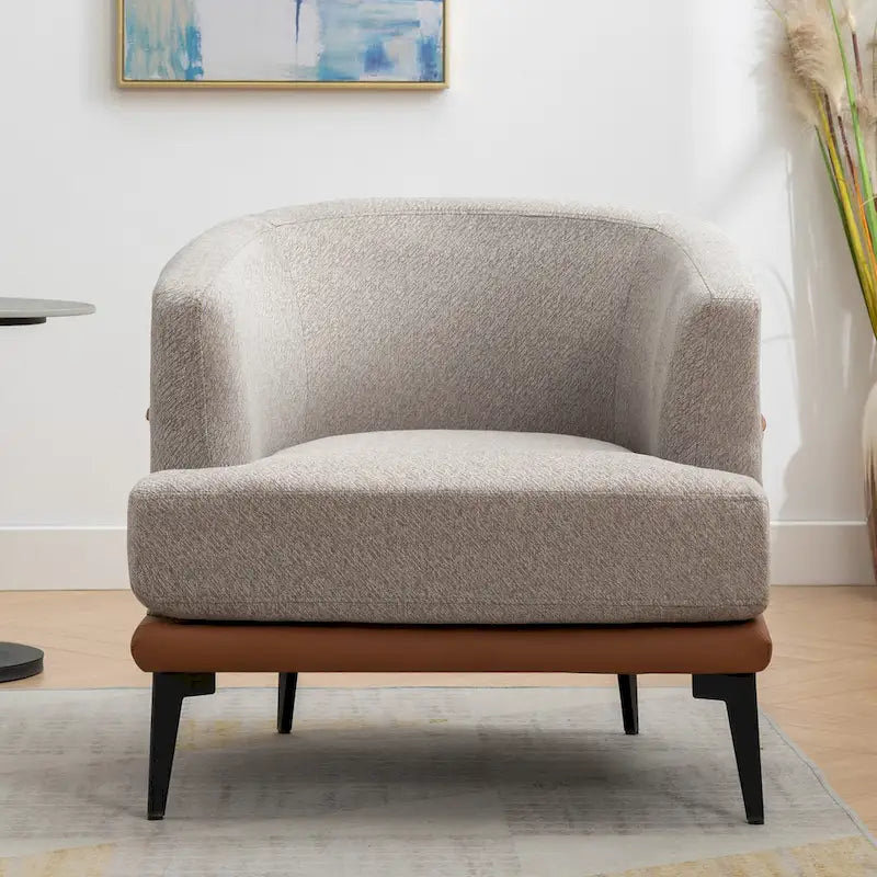 Fauteuil tonneau moderne en tissu bicolore