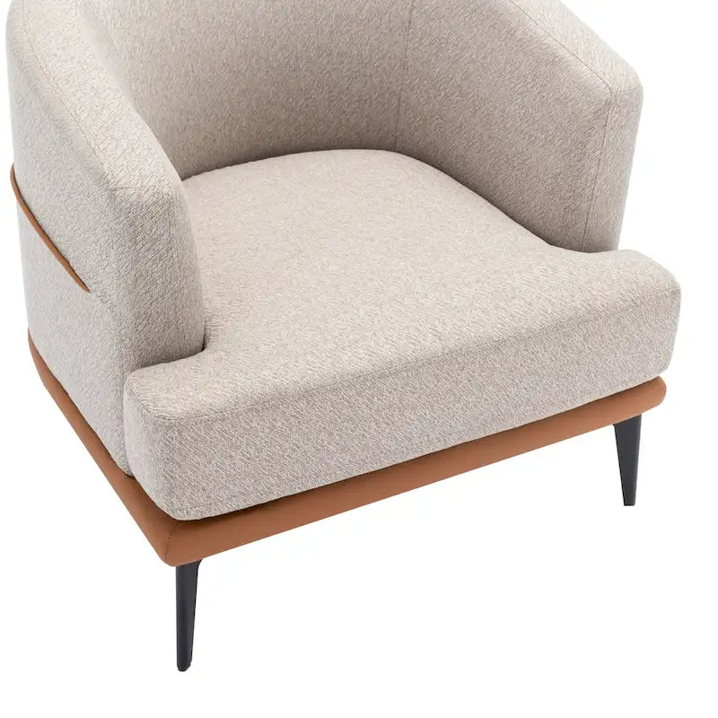 Fauteuil tonneau moderne en tissu bicolore