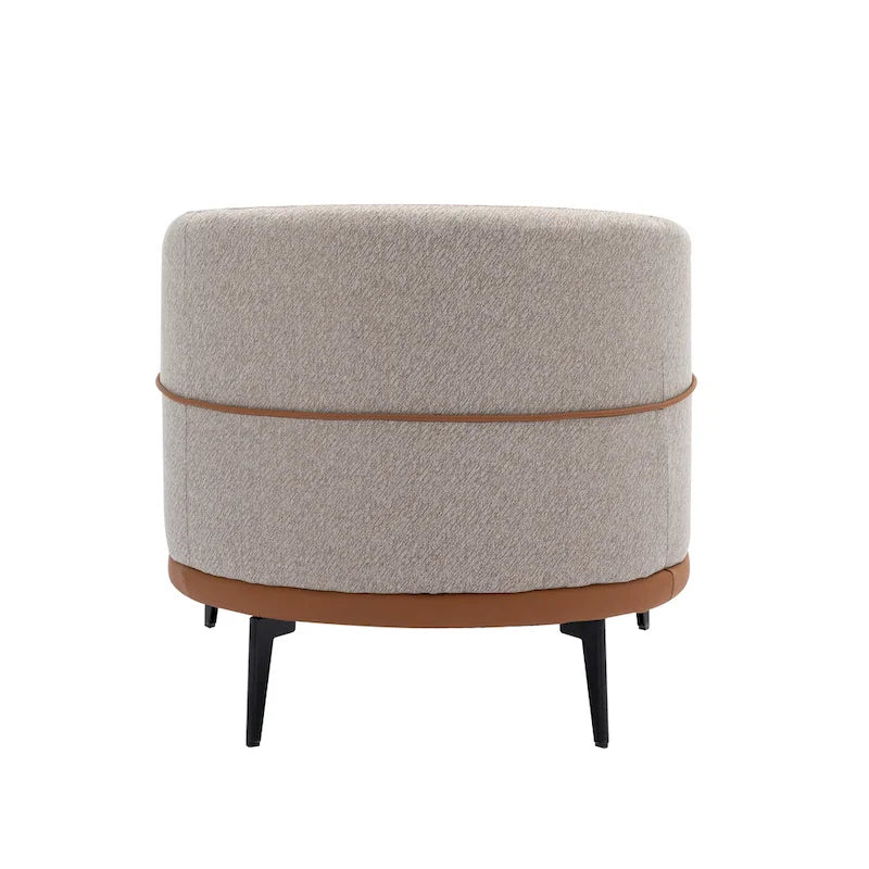 Fauteuil tonneau moderne en tissu bicolore