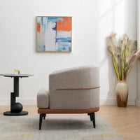 Fauteuil tonneau moderne en tissu bicolore