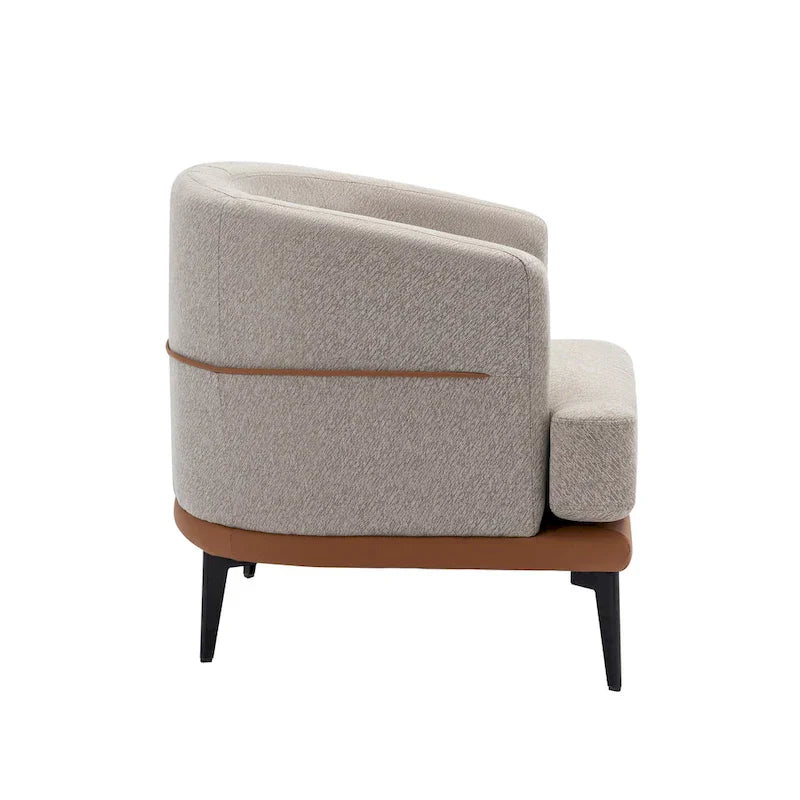 Fauteuil tonneau moderne en tissu bicolore