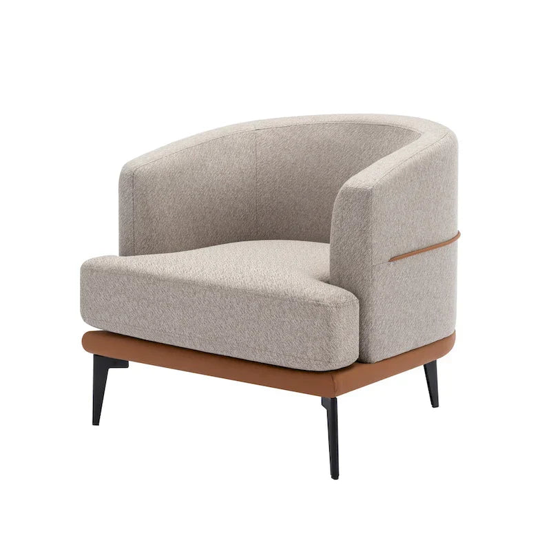 Fauteuil tonneau moderne en tissu bicolore